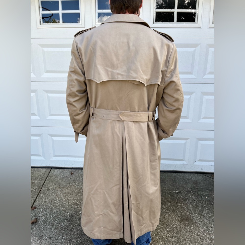 Vintage Christian Dior Long Double Breasted Light tan Trench Coat 44R - Picture 7 of 11